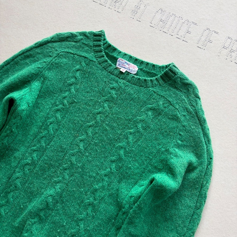 Vintage Deans of Scotland Trimingham's Shetland Wool Cable Knit Sweater